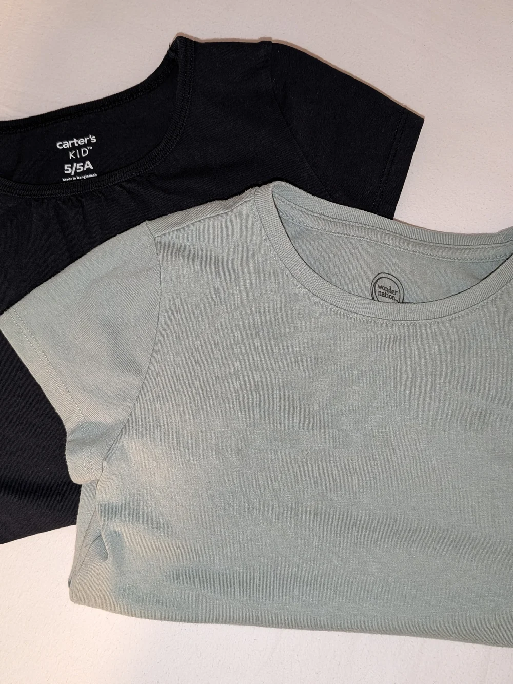 Carter's Short Sleeve Tee Pair in Black and Sage Green
